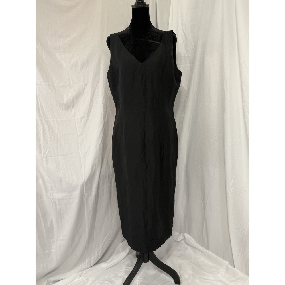 VTG 90s Doncaster Dress Womens 10 Black Linen BLEND Y2K Cocktail Elegant